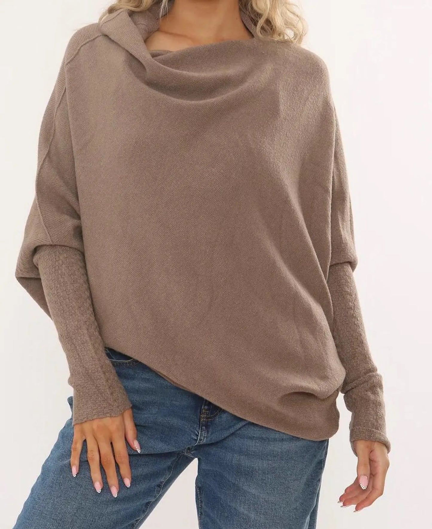 Asymmetric soft knit jumper