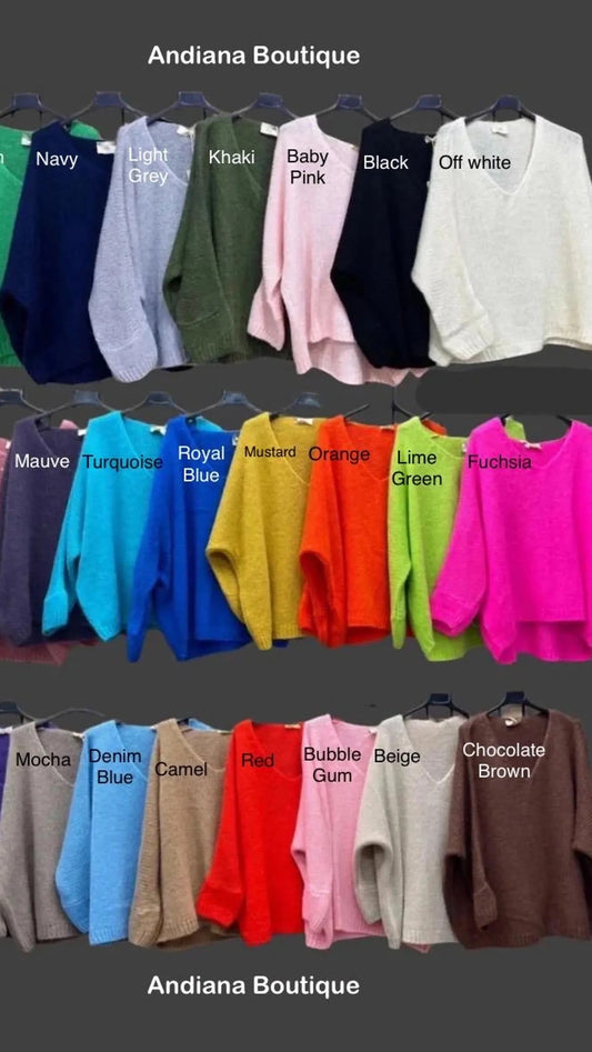 Oversized Mohair V-Neck Jumper