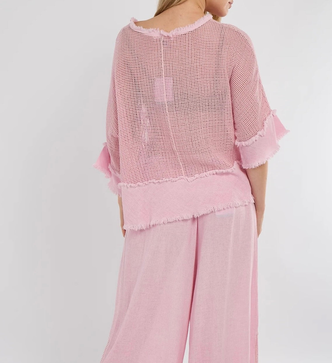 Linen mesh top - pink