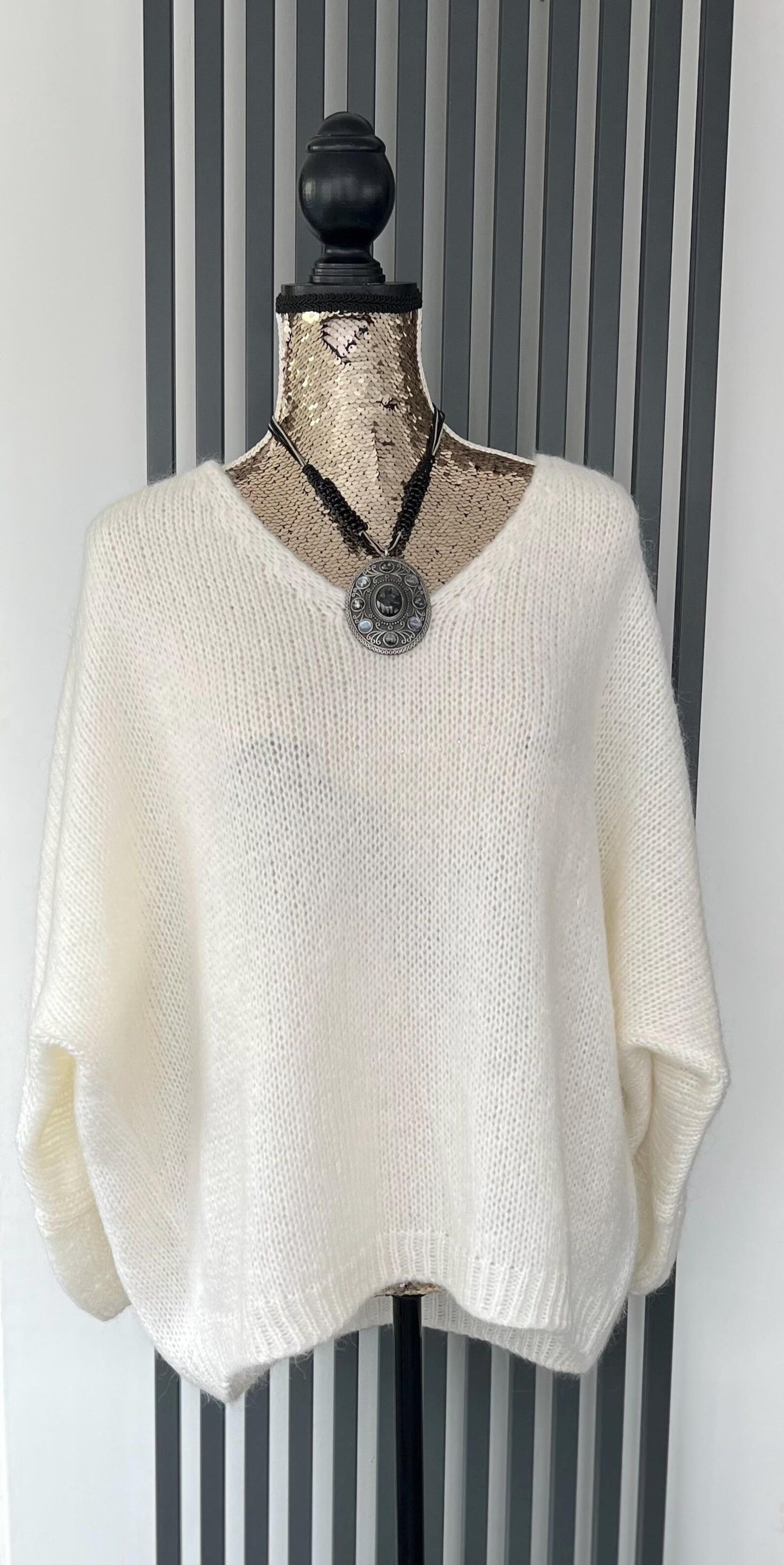 Oversized Mohair V-Neck Jumper