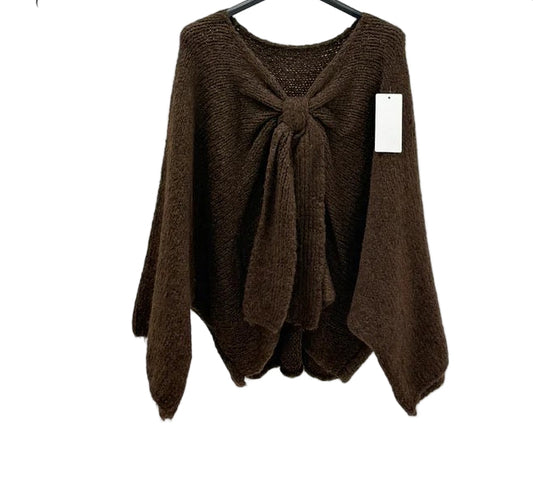 Knit brown jumper with bow