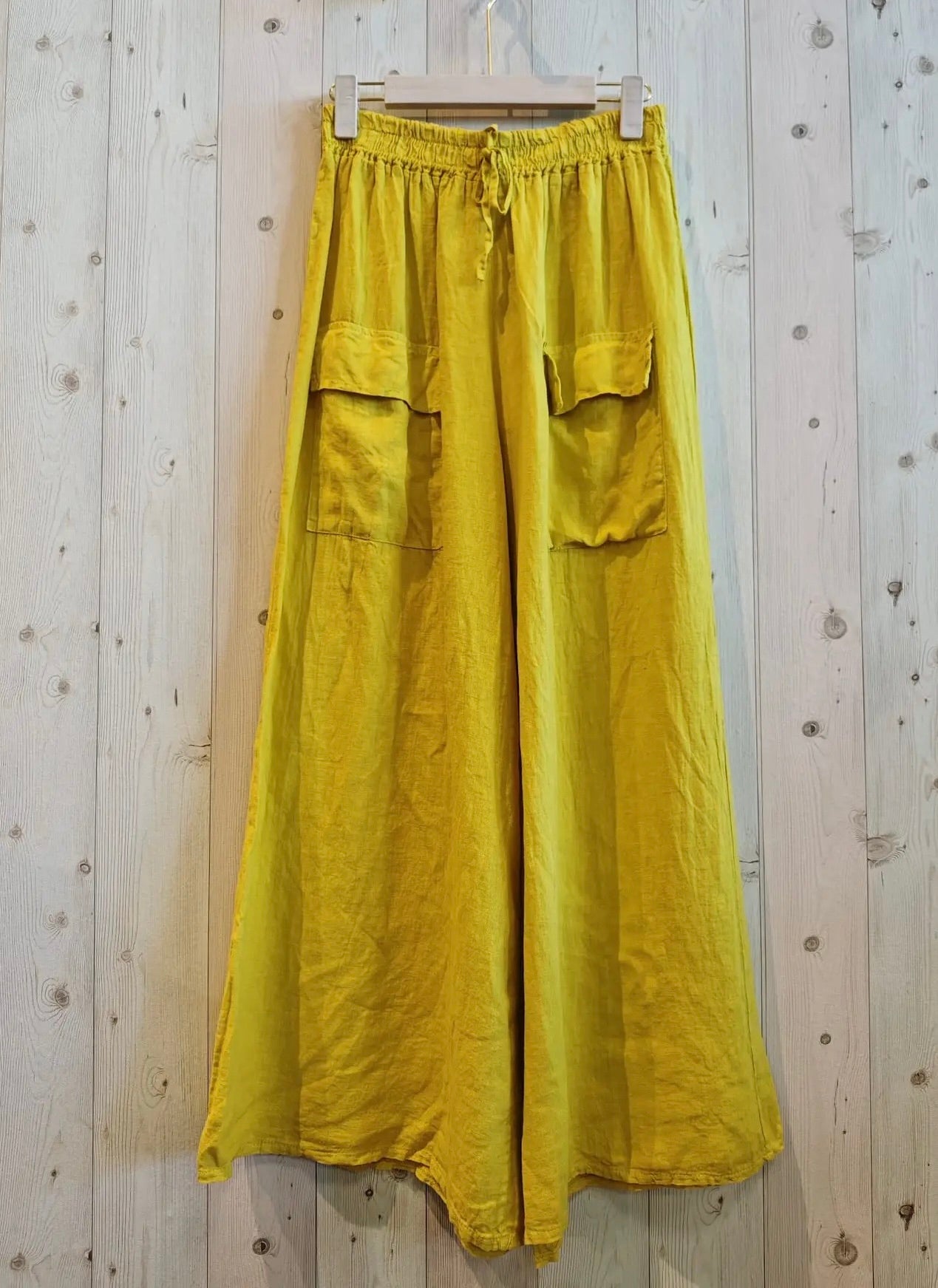 Wide leg linen trousers - yellow