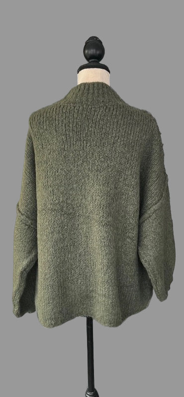 Oversized khaki high neck sweater