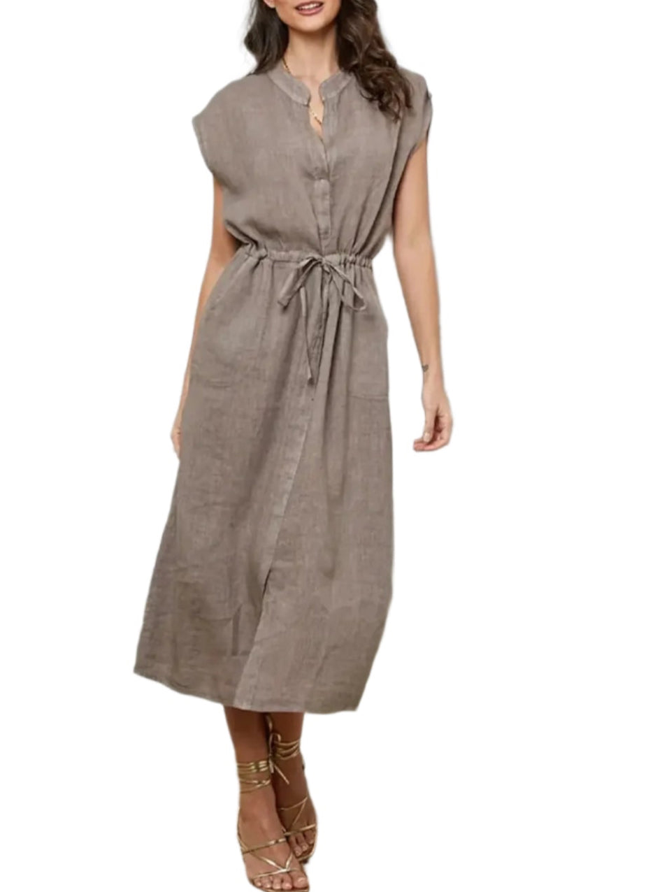 Made in Italy linen dress - mocha