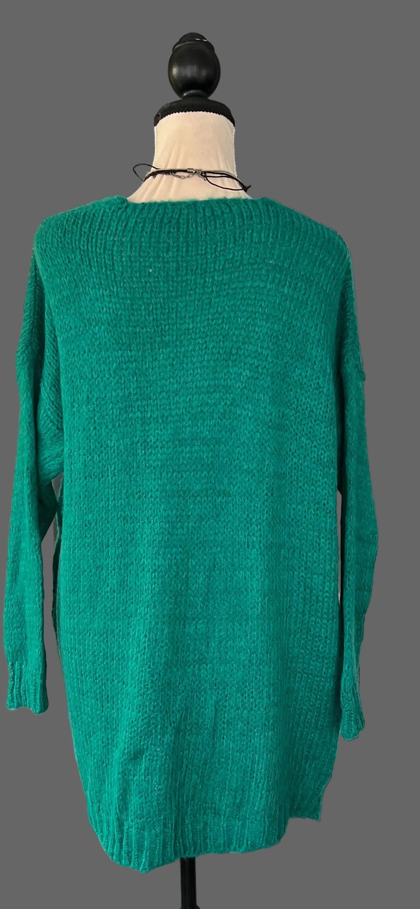Green mohair cardigan with pockets