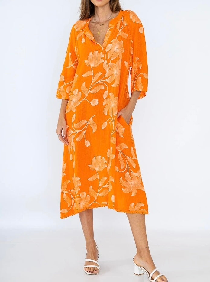 Floral print linen dress - 9 colours