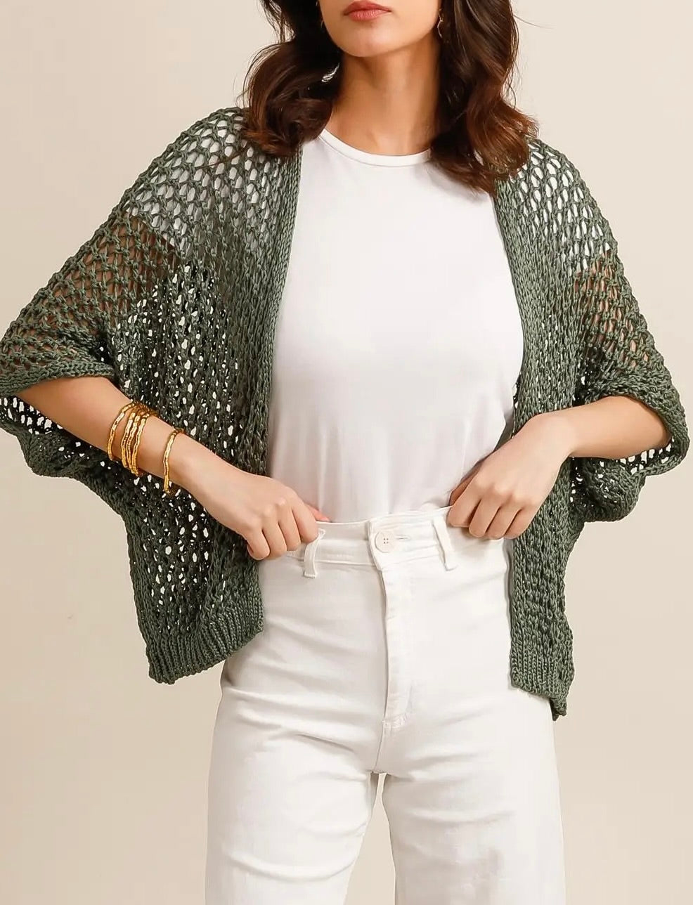 Star detail crochet cardigan