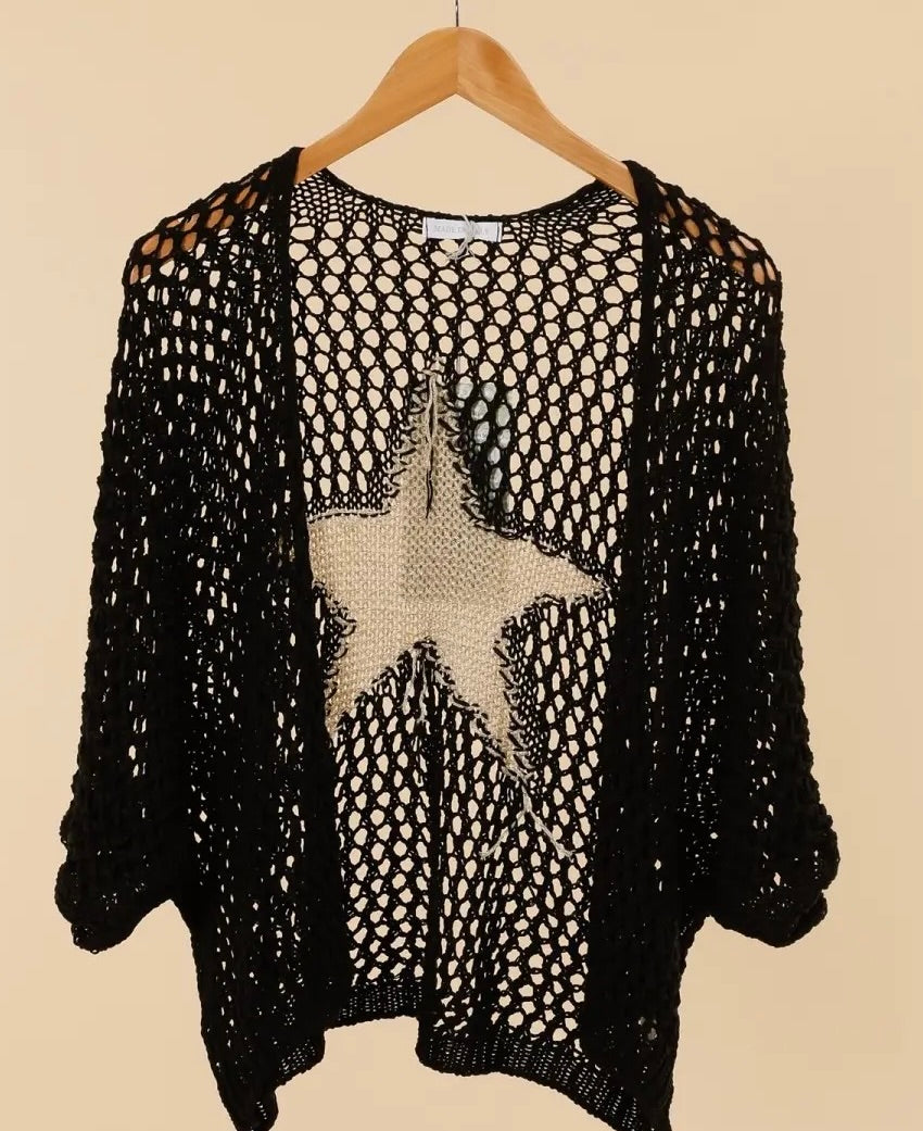 Star detail crochet cardigan