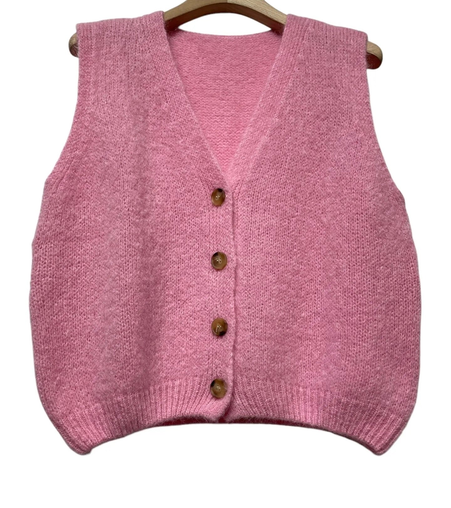 8colours Sleeveless sweater with button