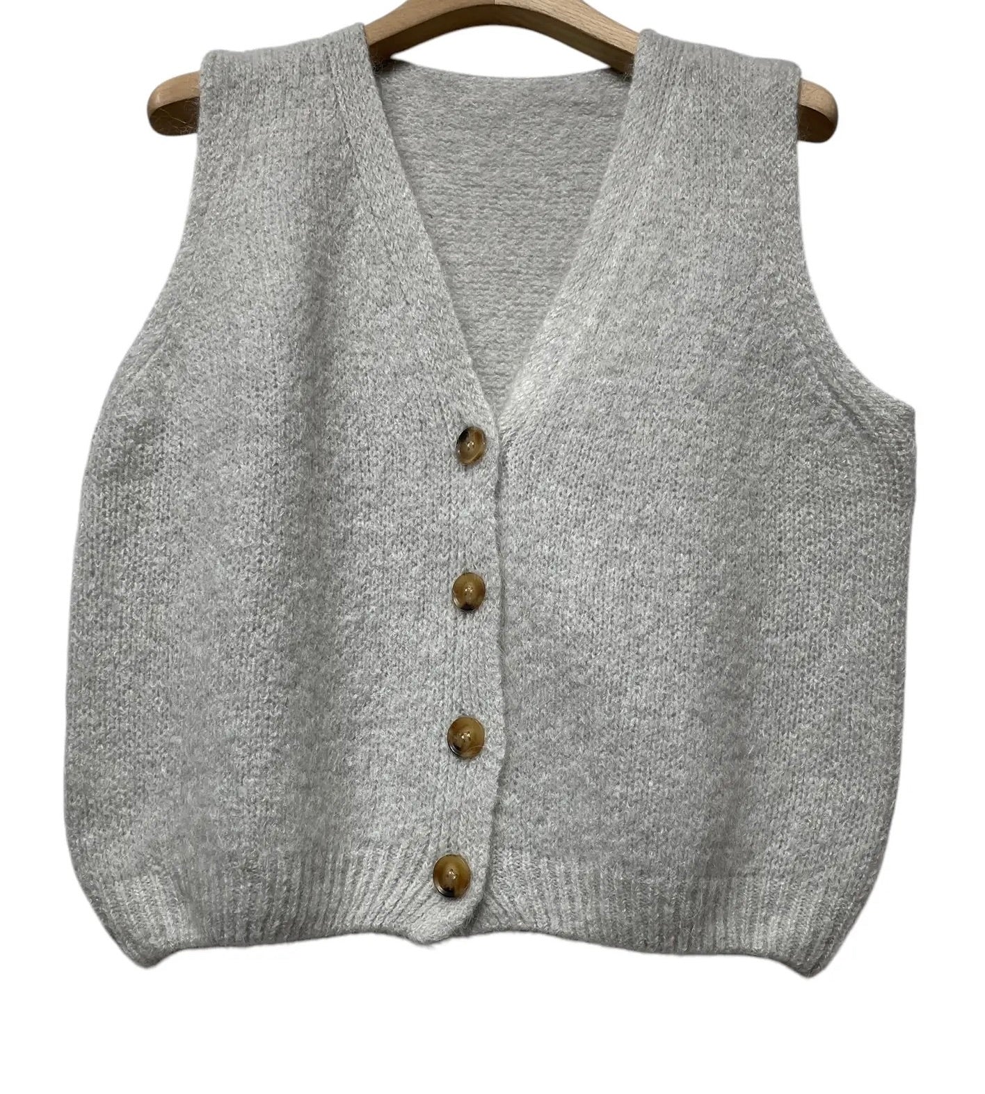 8colours Sleeveless sweater with button