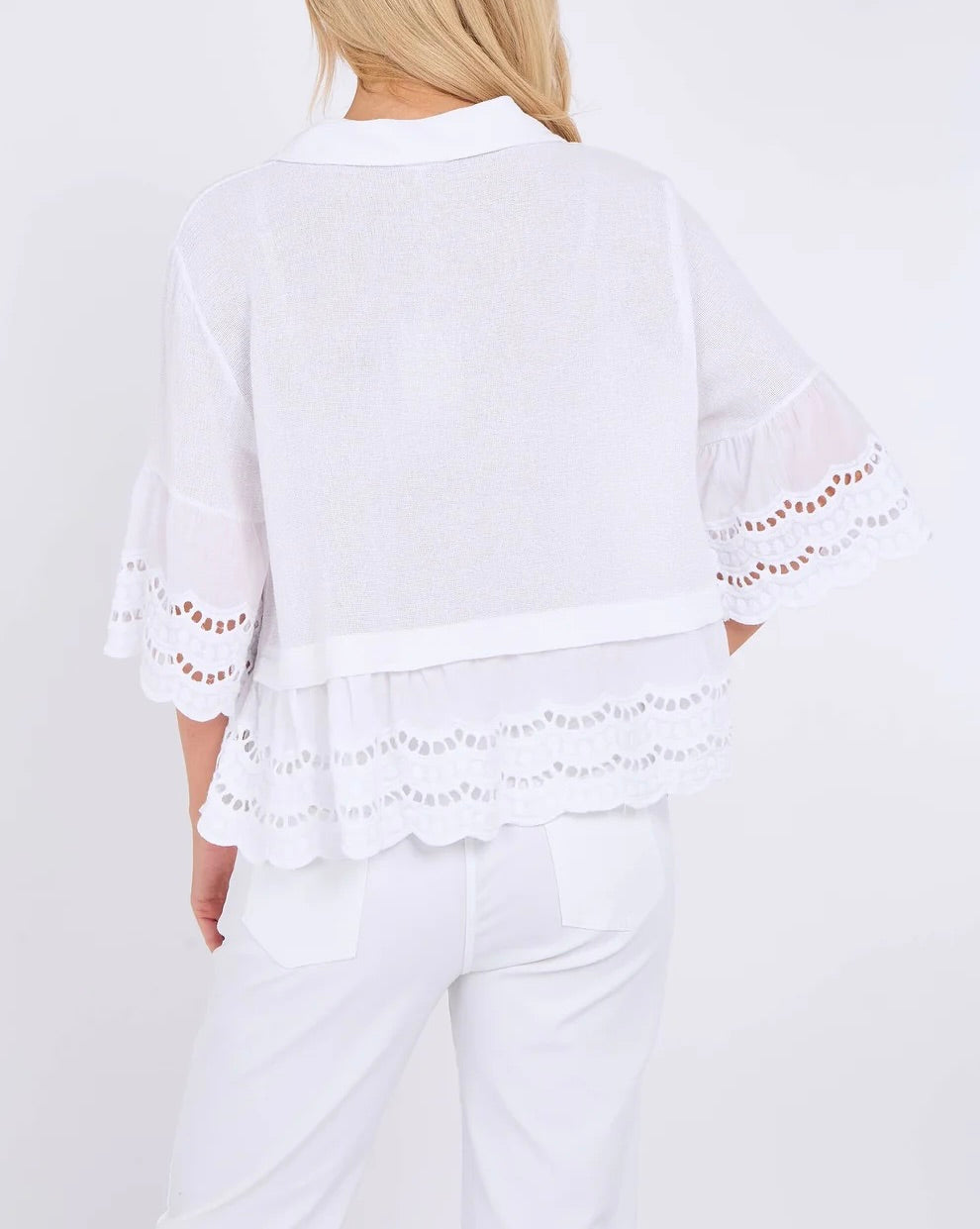 White linen embroidered shirt
