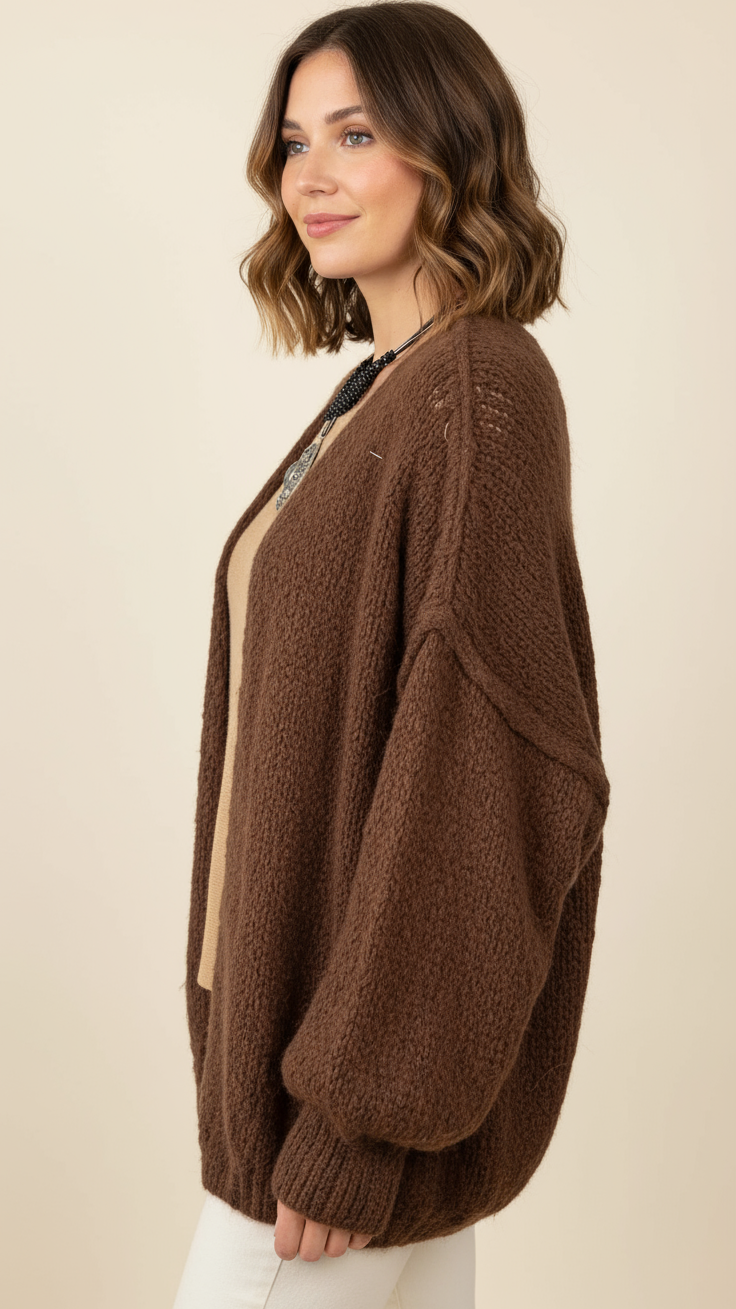 Chocolate brown fluffy warm cardigan