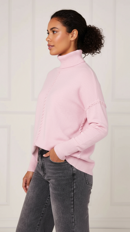 Baby pink polo neck jumper