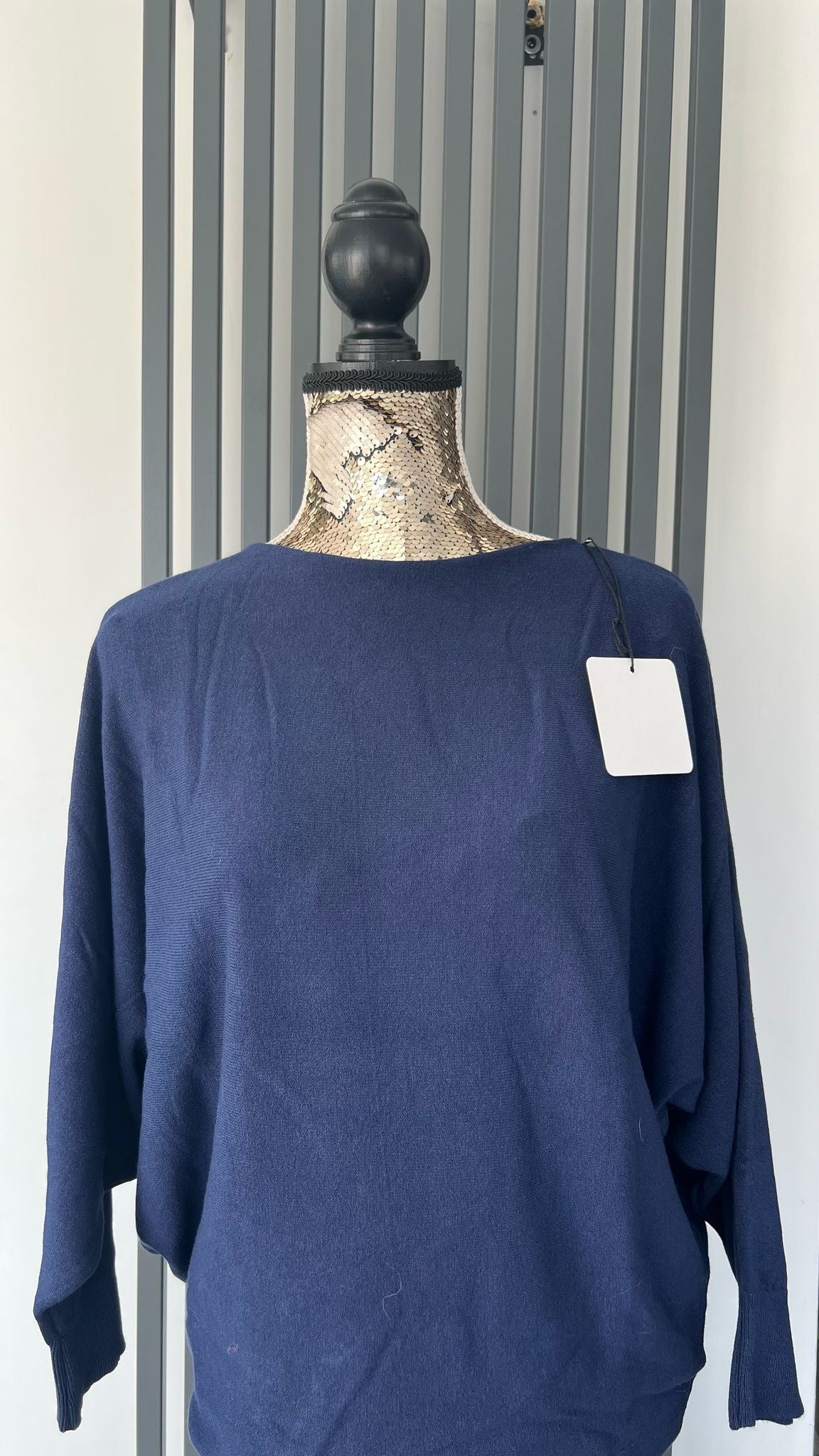 Navy batwing sleeve jumper
