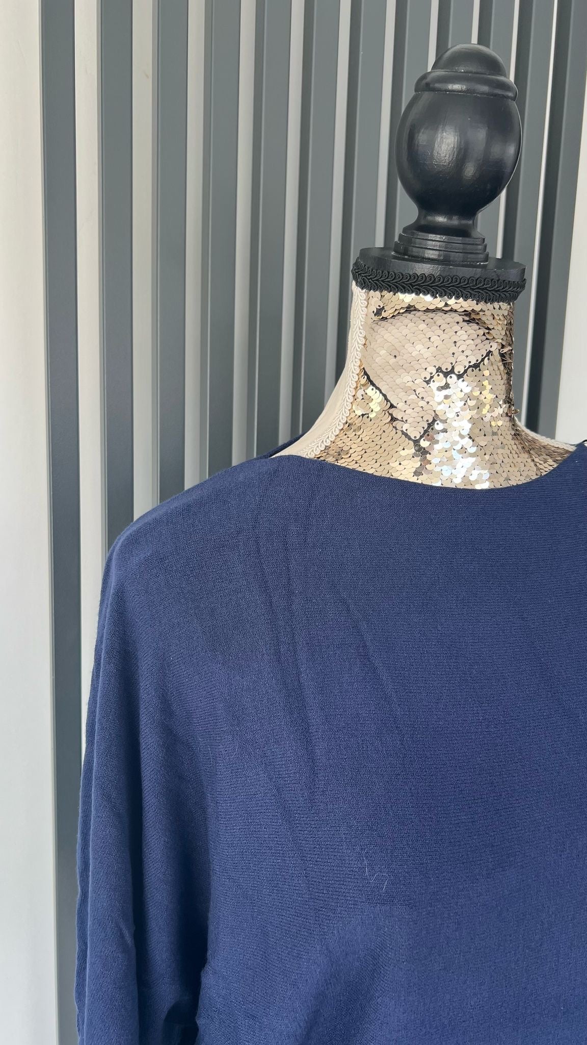 Navy batwing sleeve jumper