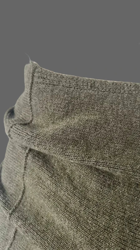 Khaki asymmetrical jumper with batwing sleeves