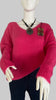 Oversized Mohair V-Neck Jumper - fuchsia