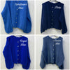 Mohair cardigan - cornflower blue, navy, royal blue and denim blue