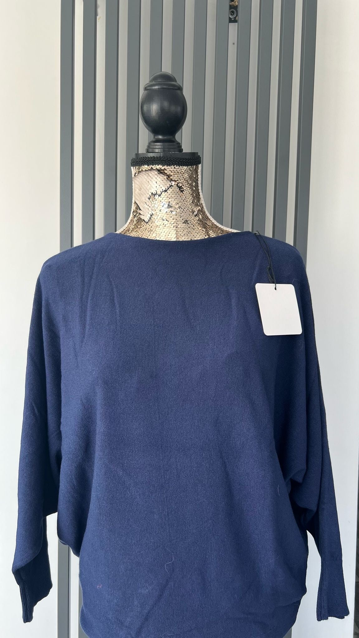 Navy batwing sleeve jumper
