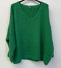 Oversized Mohair V-Neck Jumper - emerald green