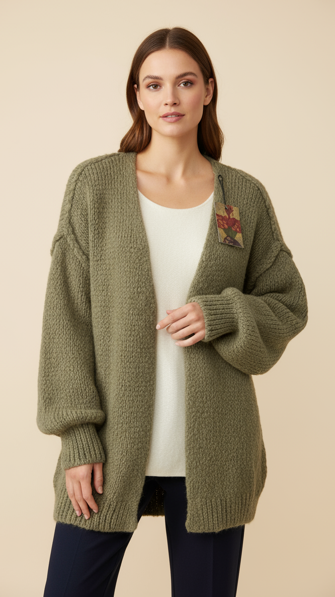 Olive green / khaki fluffy warm cardigan