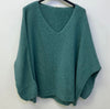 Oversized Mohair V-Neck Jumper - duck egg