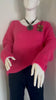 Oversized Mohair V-Neck Jumper - fuchsia