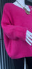 Oversized Mohair V-Neck Jumper - raspberry pink / fuchsia