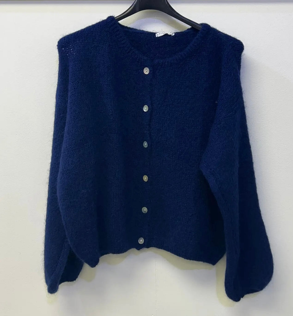 Mohair cardigan - cornflower blue, navy, royal blue and denim blue
