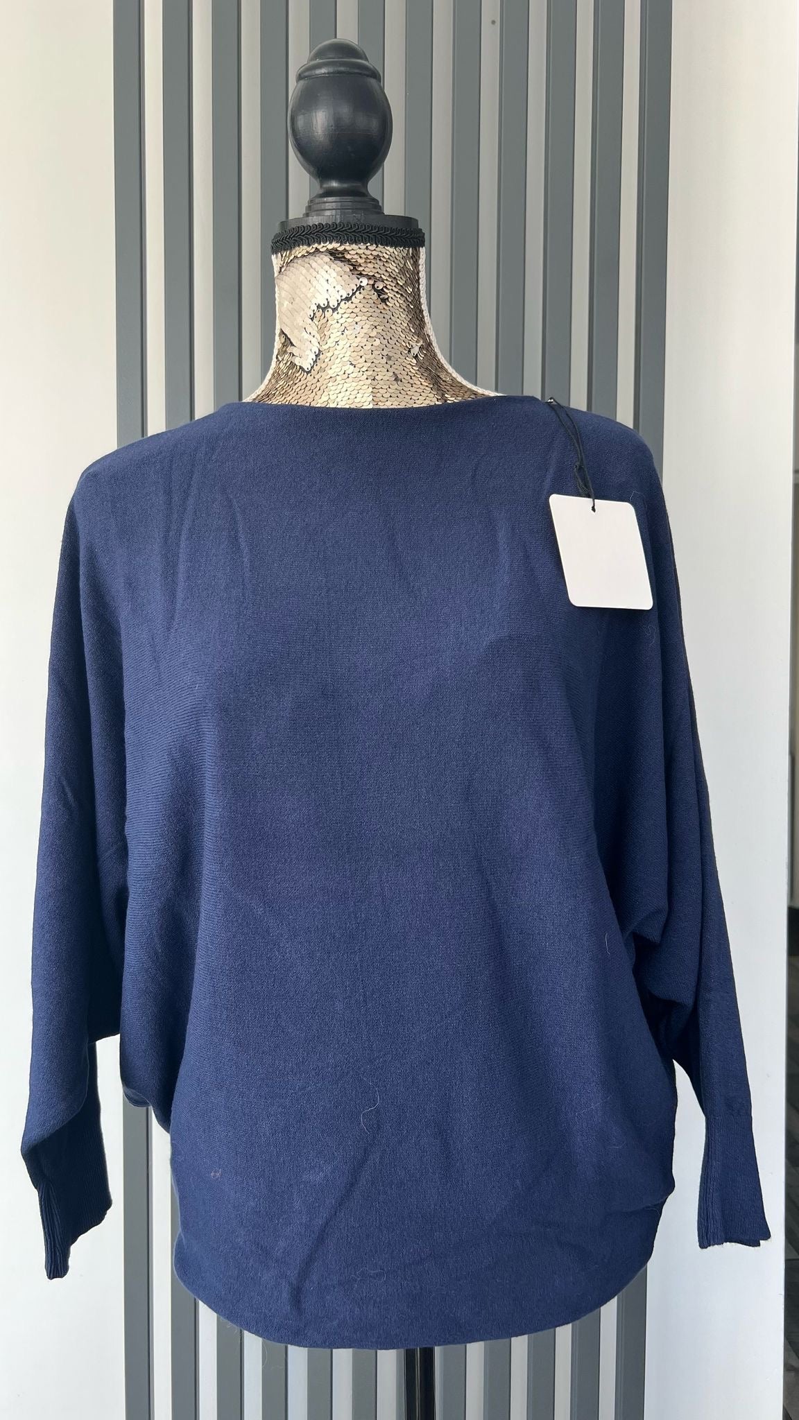 Navy batwing sleeve jumper
