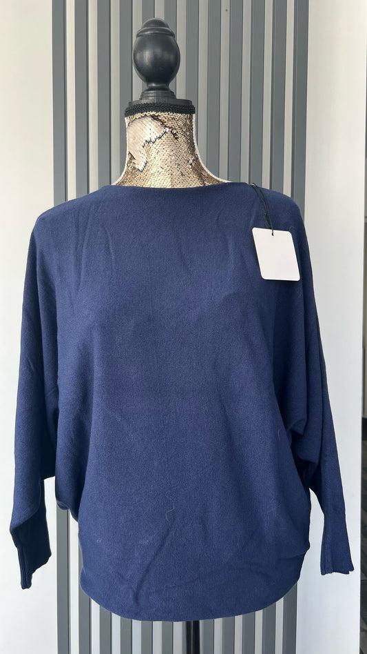 Navy batwing sleeve jumper