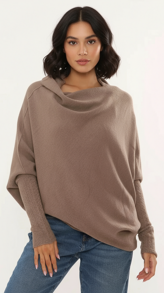 Asymmetric soft knit jumper