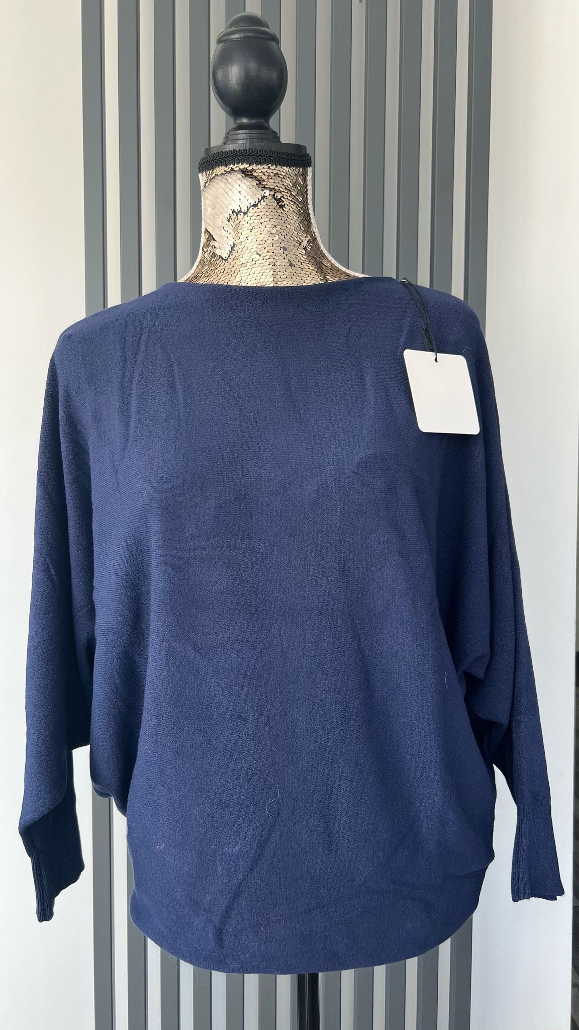 Navy batwing sleeve jumper