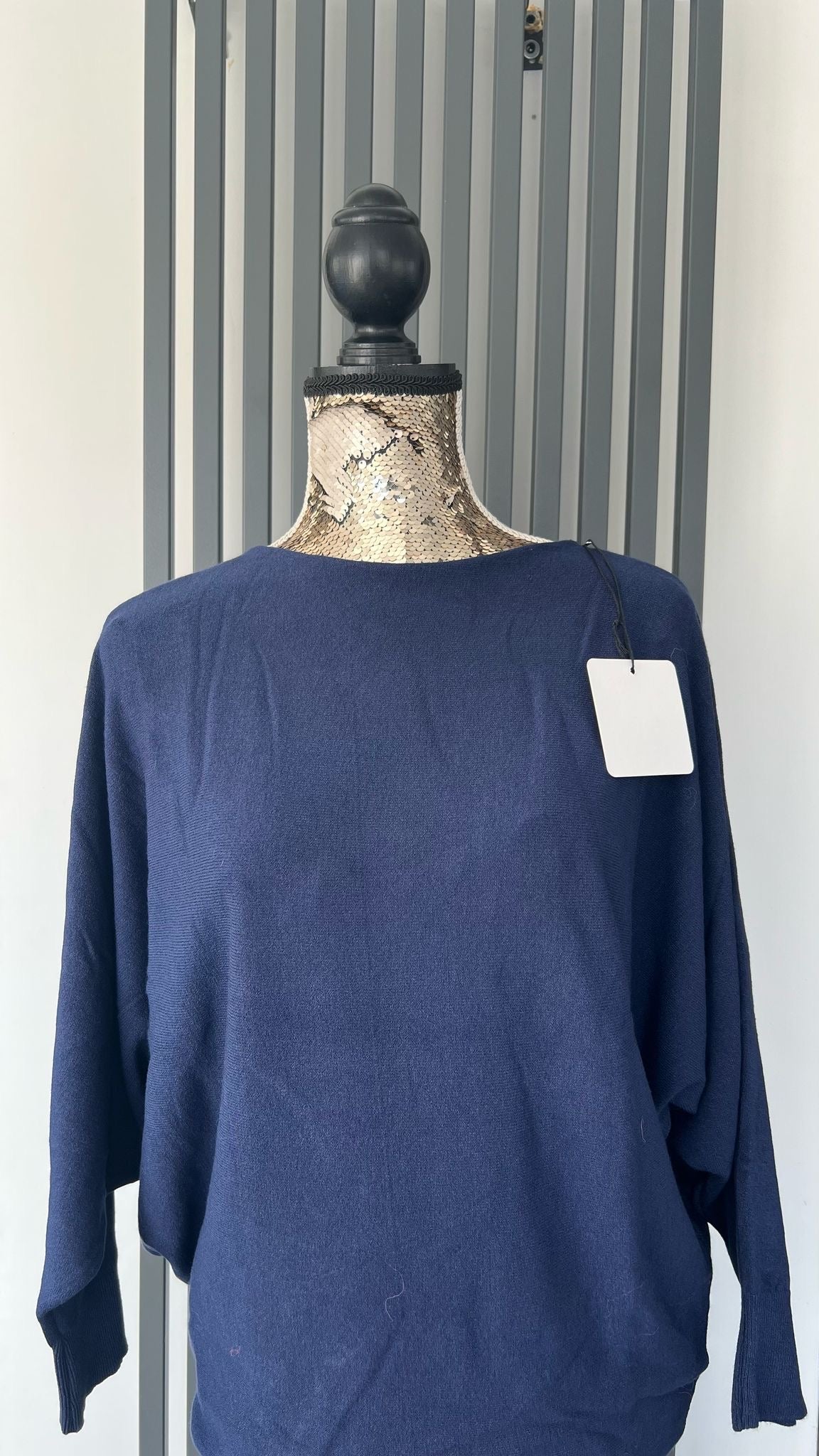 Navy batwing sleeve jumper