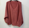Oversized Mohair V-Neck Jumper - rose pink