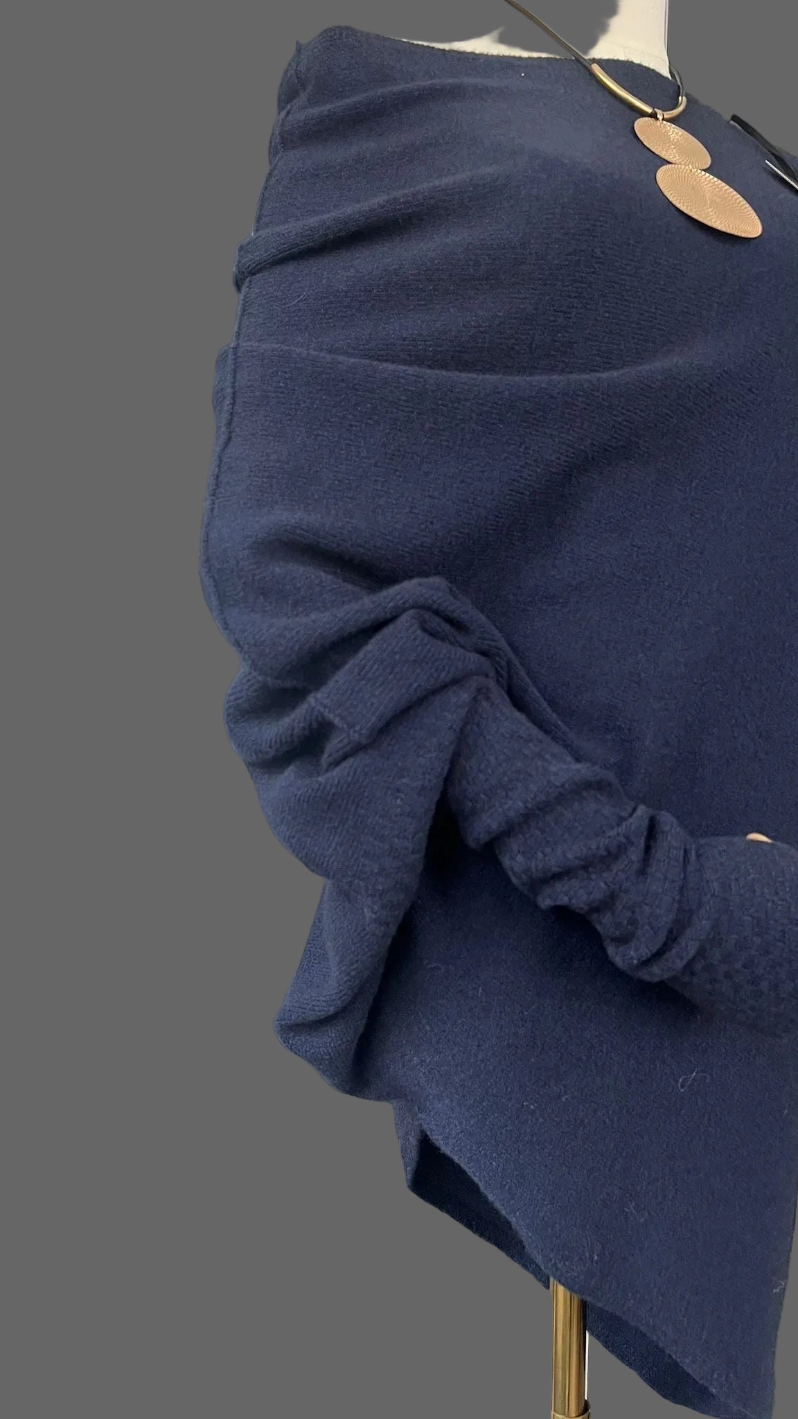 Navy asymmetrical jumper with batwing sleeves