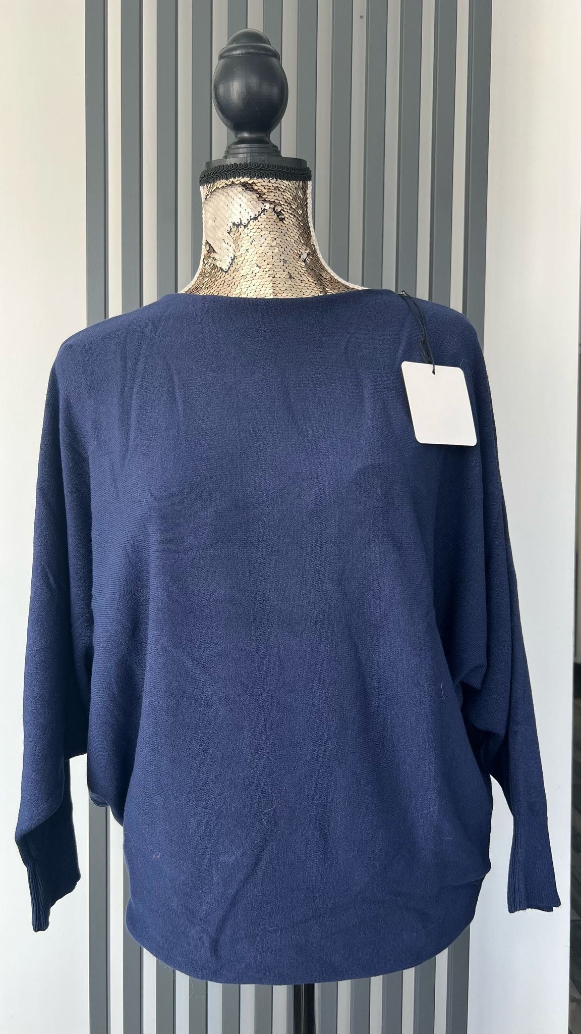 Navy batwing sleeve jumper