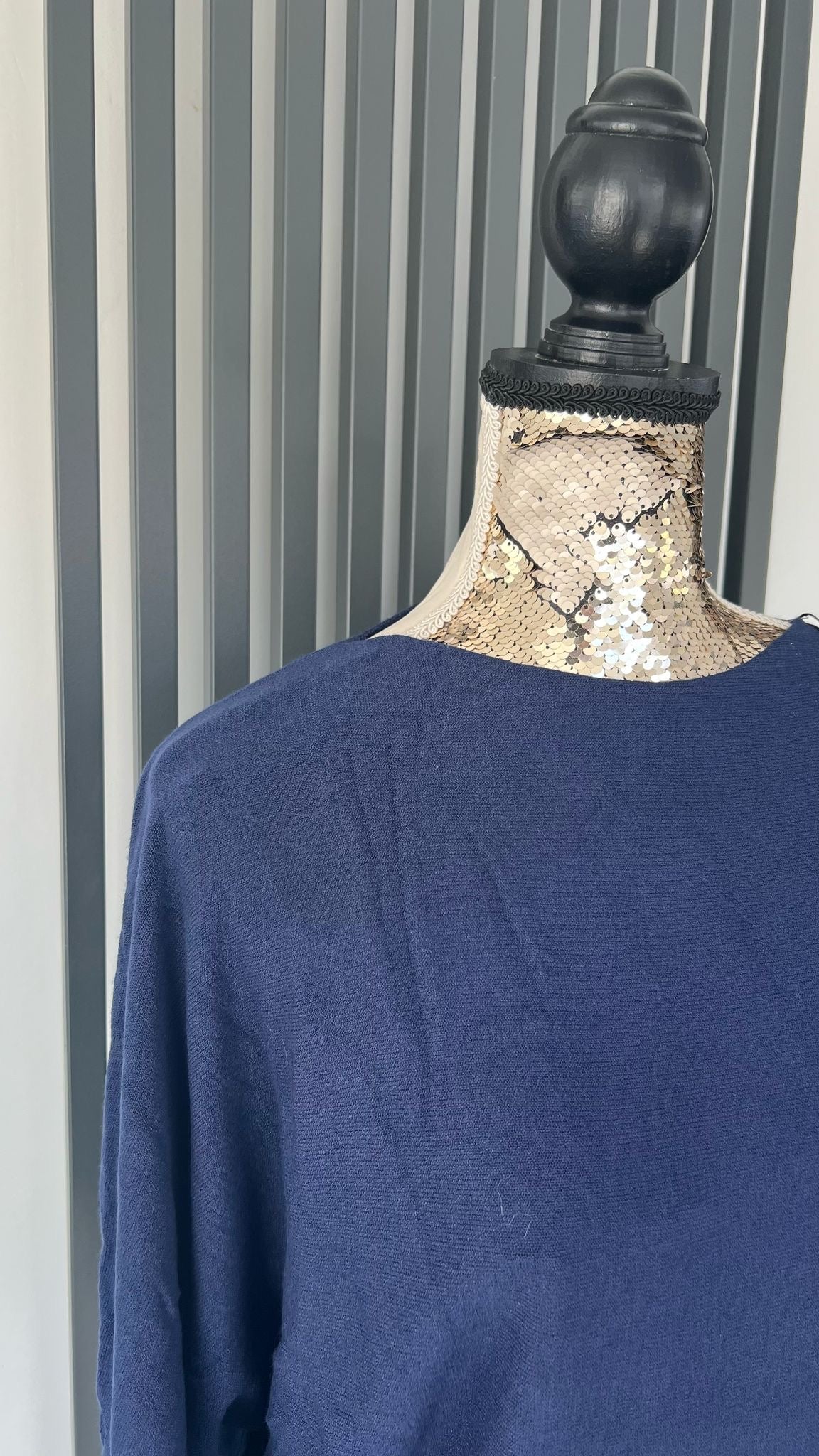 Navy batwing sleeve jumper