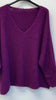 Oversized Mohair V-Neck Jumper - aubergine