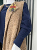 Alpaca mix long line sleeveless jacket