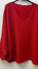 Oversized Mohair V-Neck Jumper - red