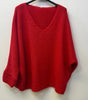Oversized Mohair V-Neck Jumper - red