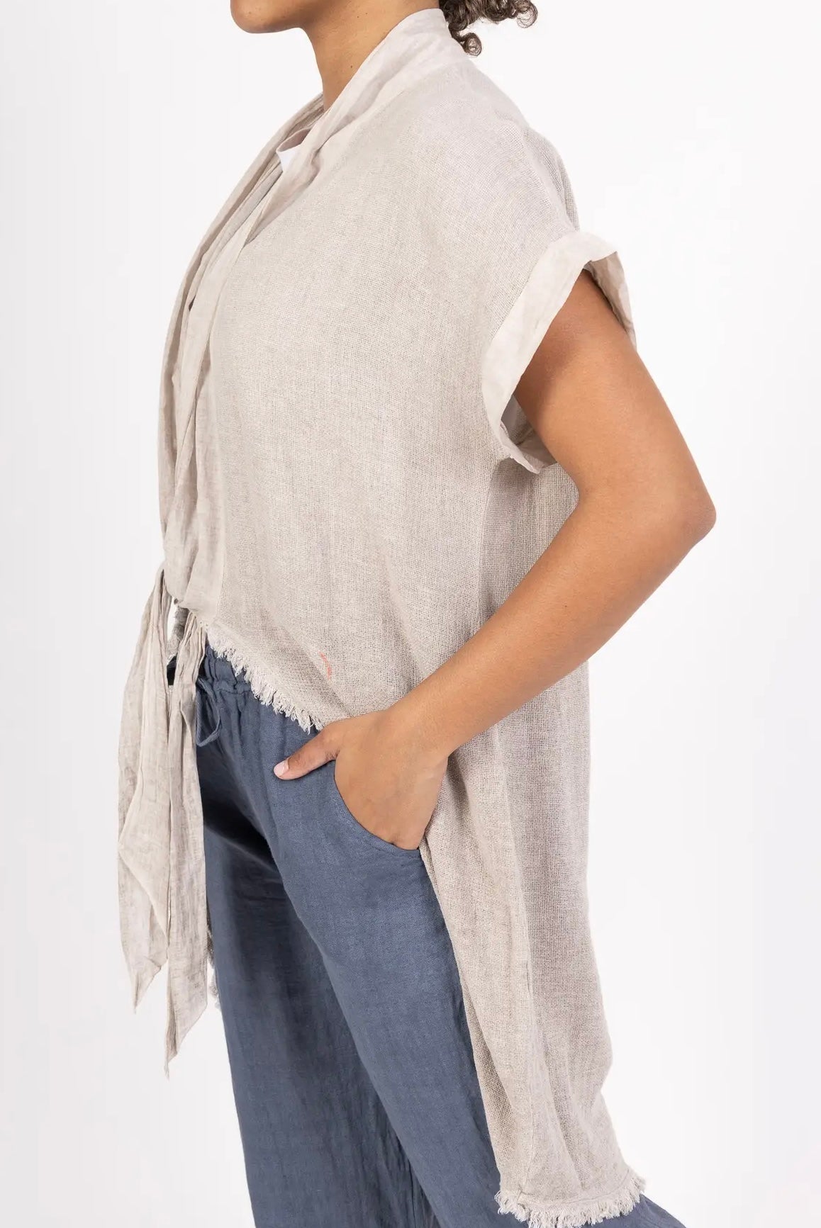 Long oversized cardigan linen vest - 4 colours