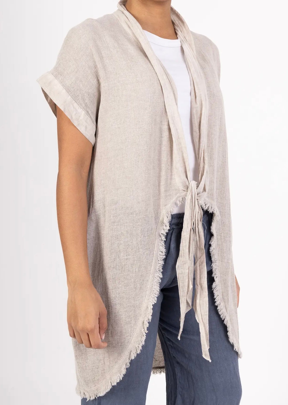Long oversized cardigan linen vest - 4 colours