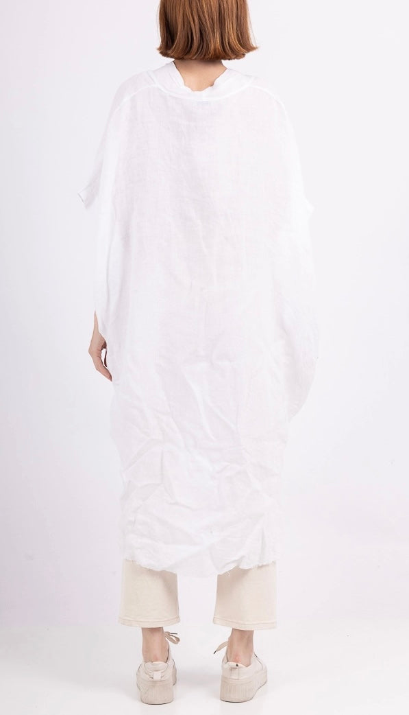 White long oversized cardigan linen vest