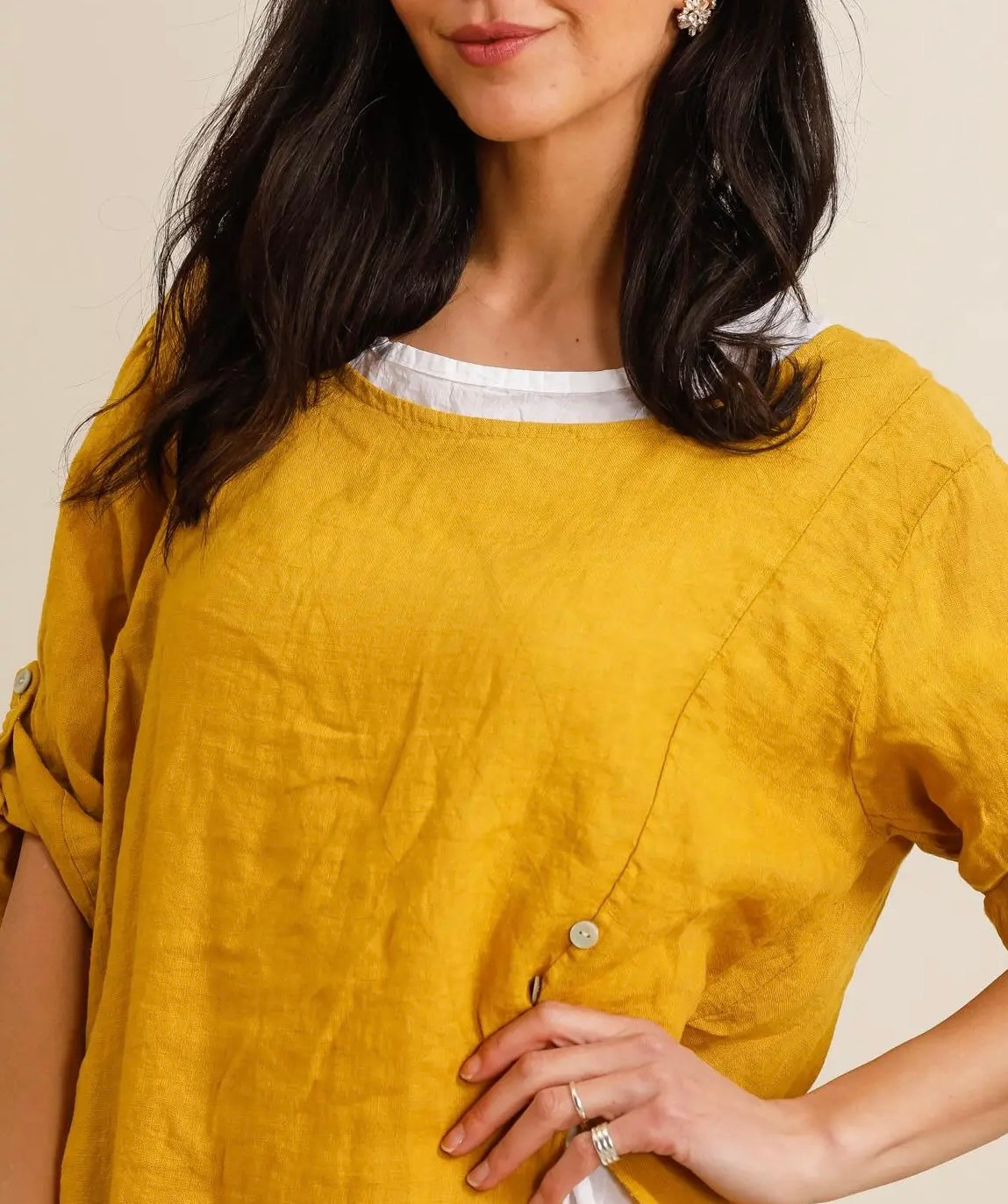 Made in Italy linen dress - mustard