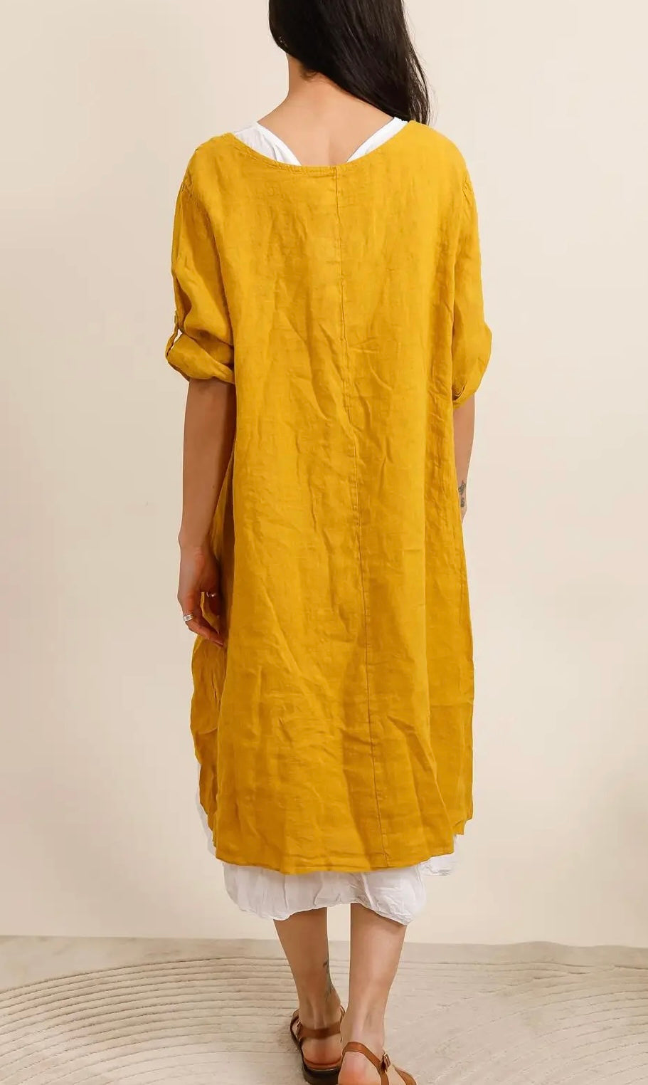 Made in Italy linen dress - mustard