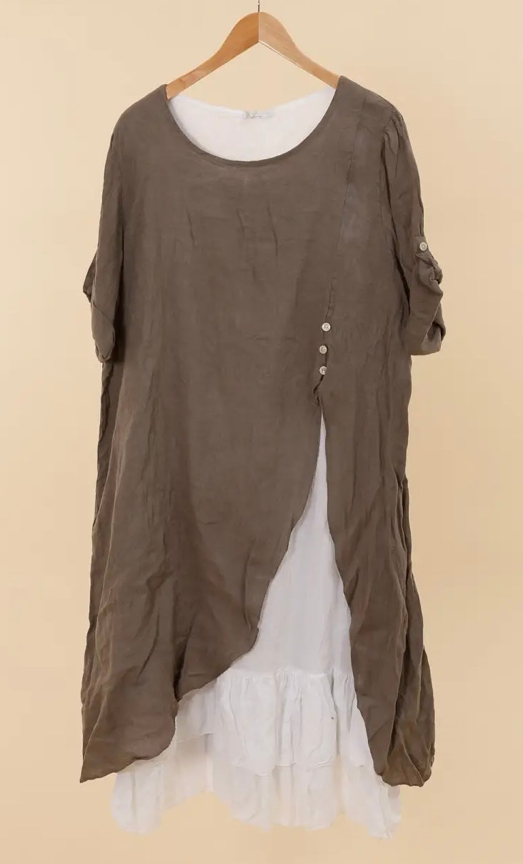 Made in Italy linen dress - mocha