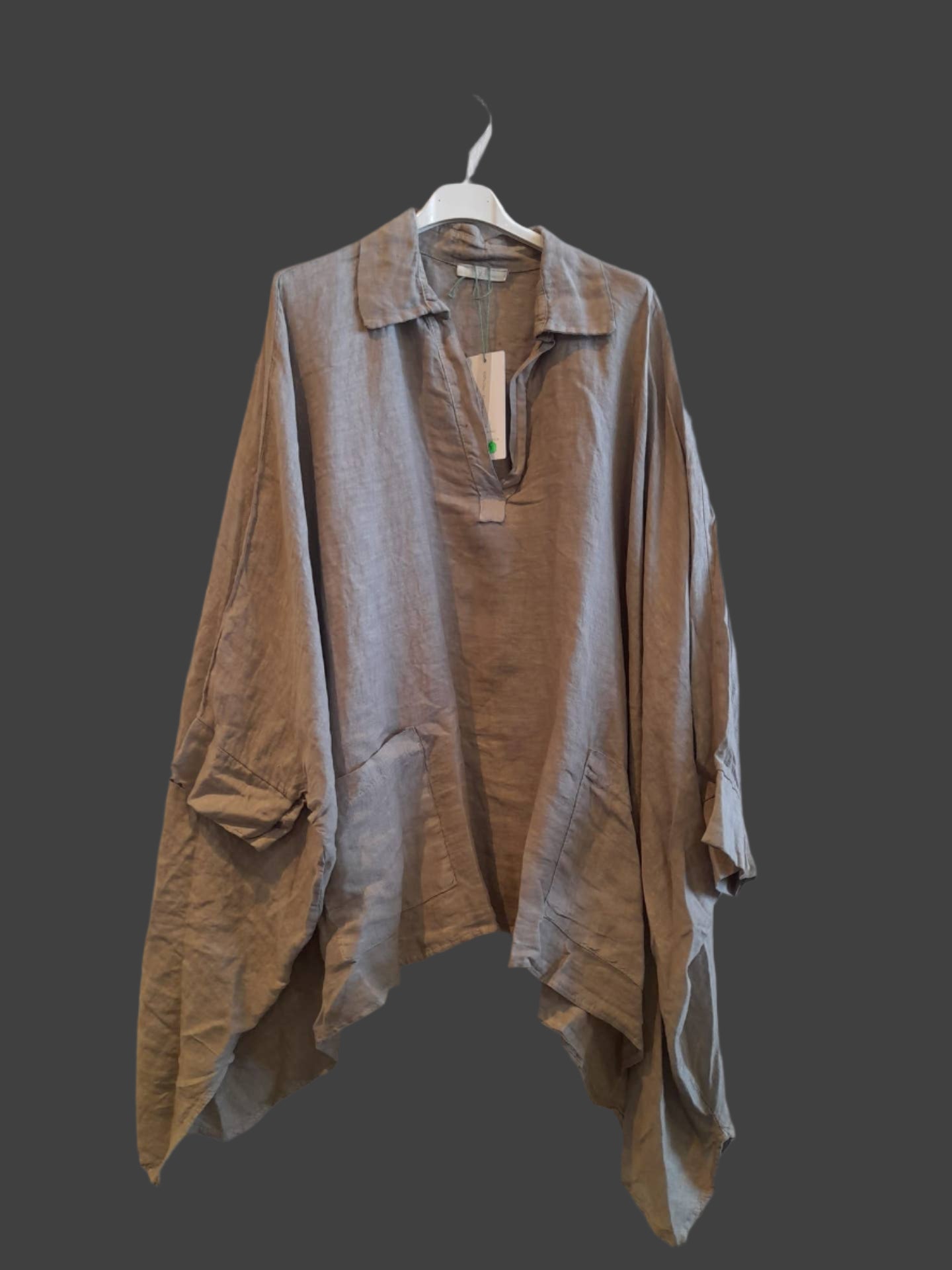 Linen v-neck blouse - mocha