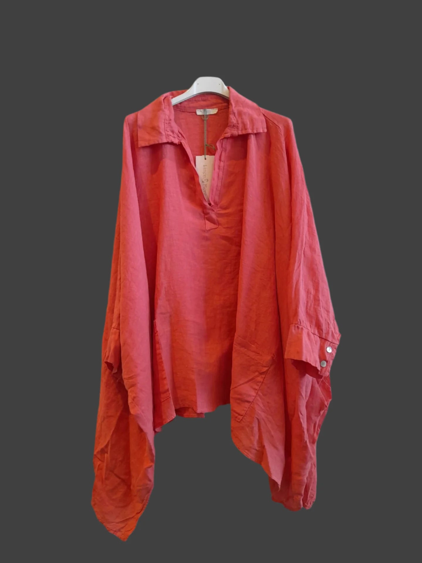 Linen v-neck blouse - peach